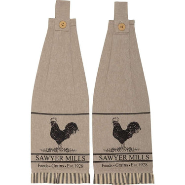 Sawyer Mill Charcoal Poultry Button Loop Kitchen Towel Set of 2 VHC Brands - The Fox Decor